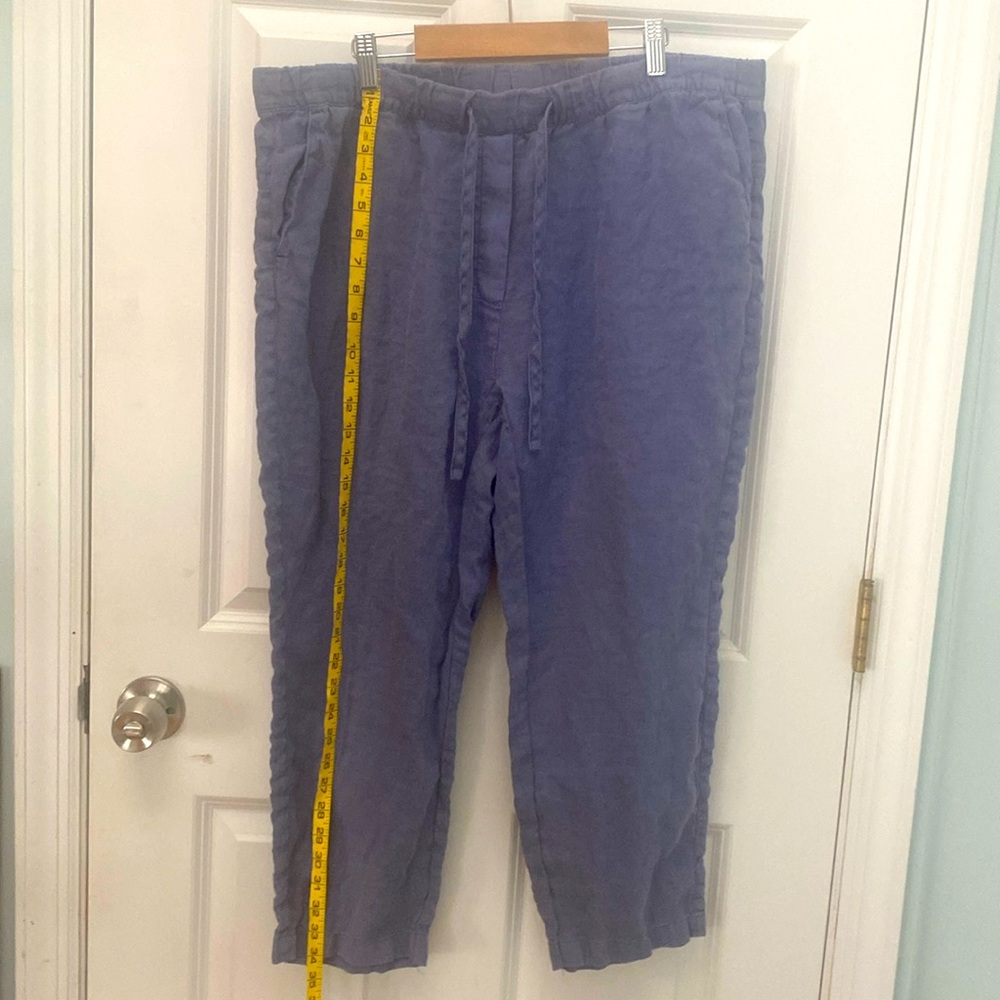 Purejill garment dyed linen cropped pants XL LAVENDER